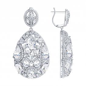 Серебряные серьги SOKOLOV 94-121-00289-1 с фианитом 94-121-00289-1 фото